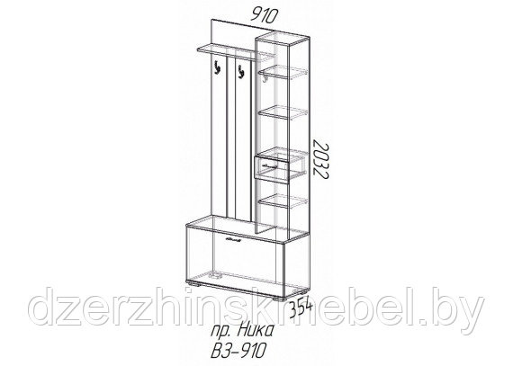 Прихожая Ника ВЗ 910 Ясень Шимо Производство Россия.М - фото3